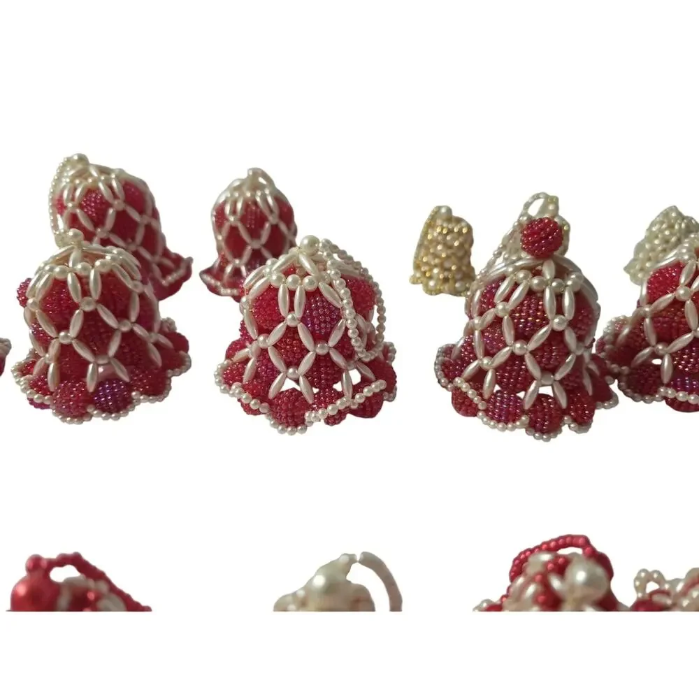 Handmade Plastic Beaded Bell Ornaments Lot of 27 Different Colors 2